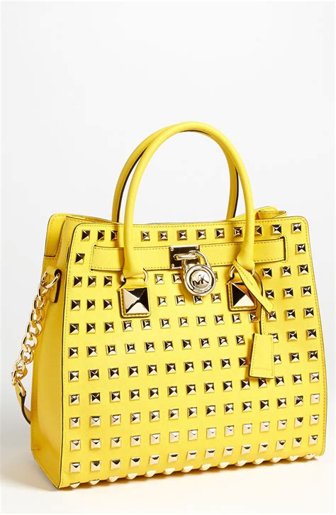 michael kors hamilton yellow bag|Michael Kors Hamilton studded bag.